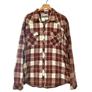 RECLAIM Casual Button Down Shirt‎ Mens XXL Plaid Western Snap Front Athletic Fit